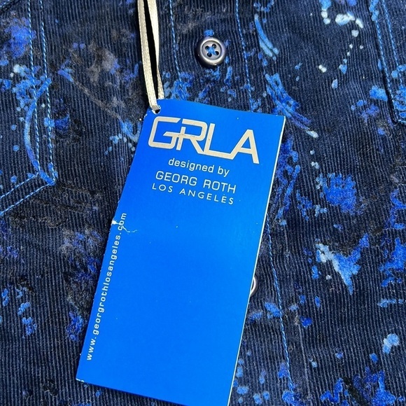 NWT Georg  Roth Los Angeles Men's Classic blue corduroy button down shirt - Picture 3 of 12